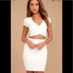 NEW WITH TAGS Lulus Ivory Two Piece Crop Top Set